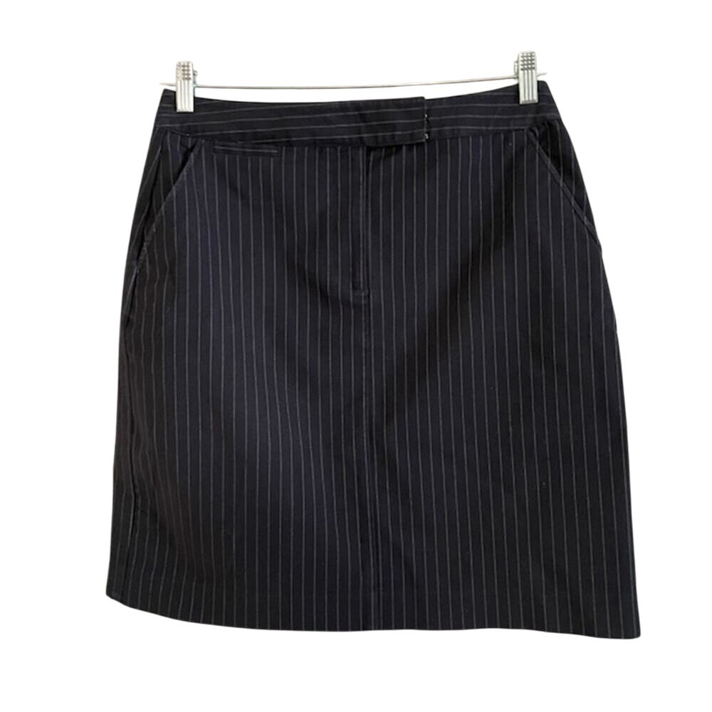 Talbots Navy‎ Pinstripe Stretch Skirt 10 P | Classic Pockets Capsule Preppy